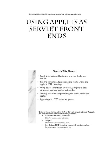 Pdf Using Applets As Servlet Front Endspdf Coreservlets First