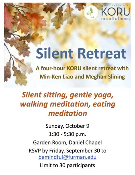 Silent Retreat: Mindfulness and Meditation – Live Well Furman