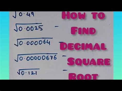 How To Find Square Root Of Decimal Number Tricks Decimal Square Root