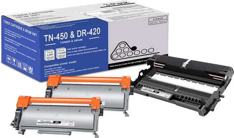 Amazon 2 Pack TN450 TN 450 Toner Cartridge And 1 Pack DR420 DR 420