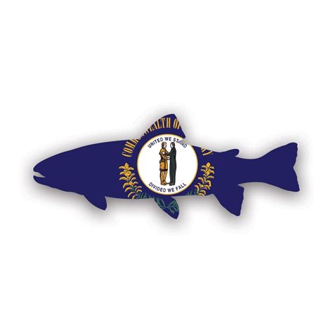 Kentucky State Shaped Trout Sticker Decal Self Adhesive Vinyl