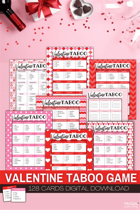 128 Valentine Taboo Cards Pdf For A Fun Valentines Day Party Idea