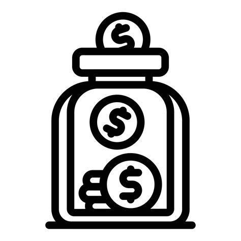 Coin Jar Icon Outline Vector Money Save 15890606 Vector Art At Vecteezy