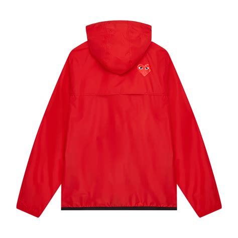 Play Cdg X K Way Unisex Jacket Claude Full Zip Red Comme Des