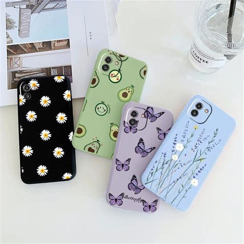 For Samsung Galaxy A03 4g Cute Flower Phone Case Mount Bag Silicone Back Cover For Samsung A03