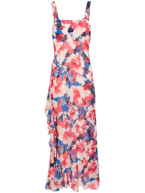 Patrizia Pepe Floral Print Crepe Maxi Dress Pink Farfetch Uk