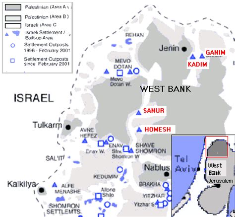 Map of Israel Disengagement