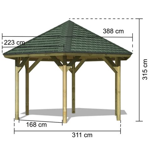 Kiosque De Jardin En Bois Hexagonal Oslo 2 Avec Shingles Karibu