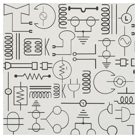 Electrical Symbols Fabric - Black and White Design