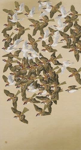 Pair Of Sparrow Paintings In Flight