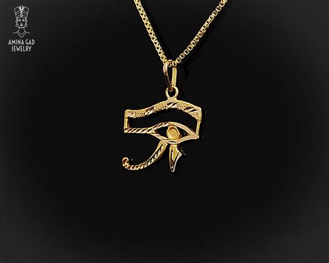 Gold Eye Of Horus Necklace 18k Gold Horus Eye Necklace Etsy