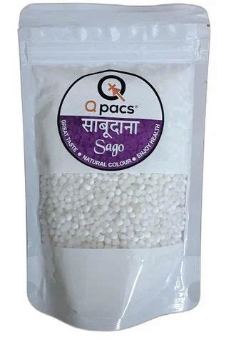 White Dried 250g Qpacs Sabudana Sago Seed For Good Health Packaging