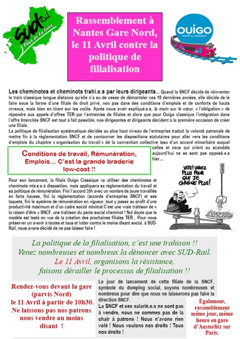 Rassemblement à Nantes Gare Nord le 11 avril contre la politique de la