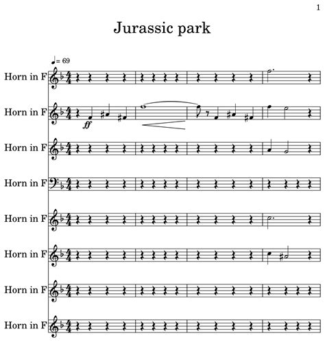 Jurassic Park Sheet Music For Horn In F