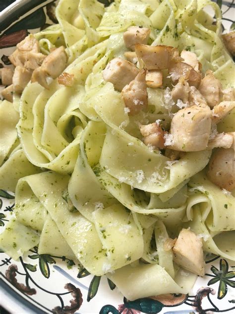 Pappardelle With Fresh Pesto And Chicken Oh My Grace Grits And