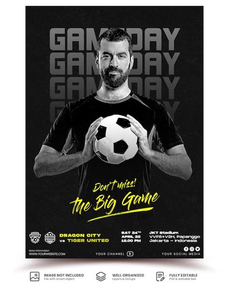 Premium PSD | Game Day Soccer Football A4 Event Poster template