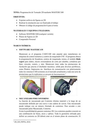 Practica Iiip Programaci N De Torneado D Mediante Mastercam Pdf