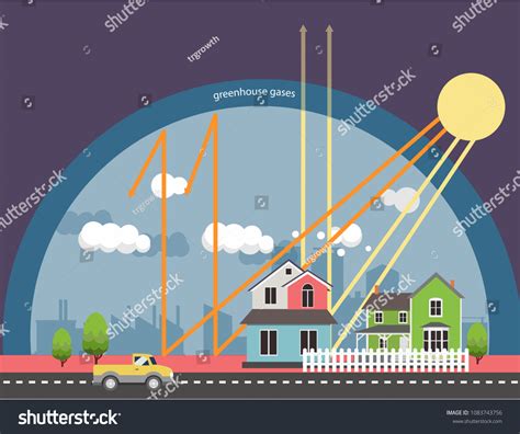 Greenhouse Effect Illustration Infographic Natural Process Stock Vector ...