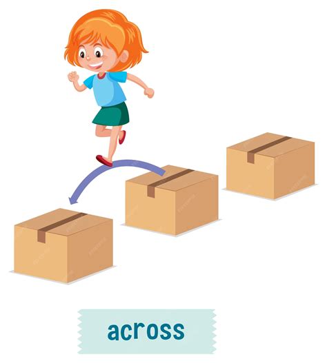 Premium Vector Preposition Of Place With Cartoon Girl And A Box