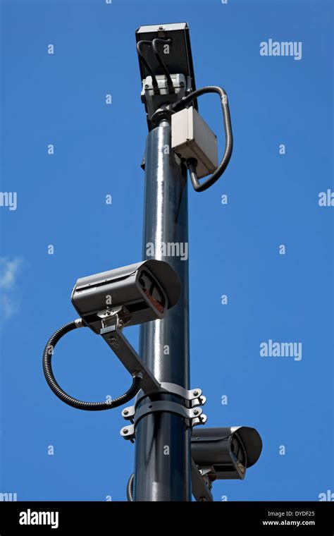 Cctv Cameras On A Pole Stock Photo Alamy