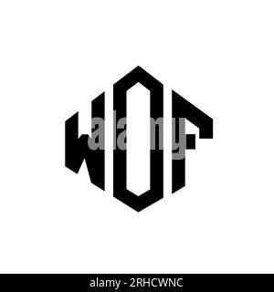 WOF letter logo design with polygon shape. WOF polygon and cube shape logo design. WOF hexagon ...