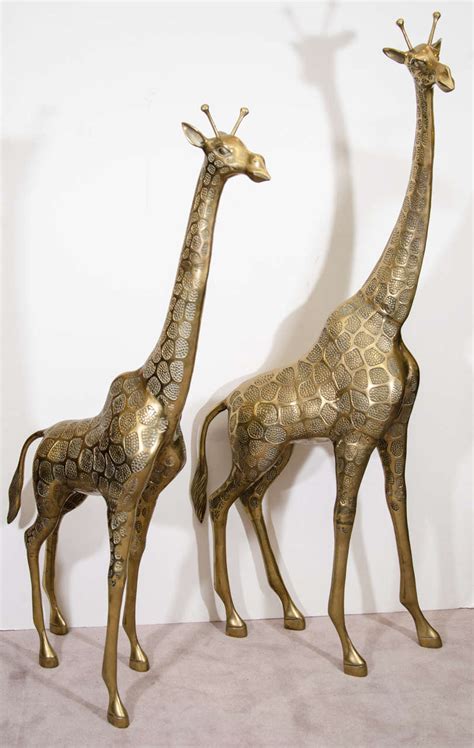 Pair Of Tall Vintage Brass Giraffe Sculptures At 1stdibs Brass