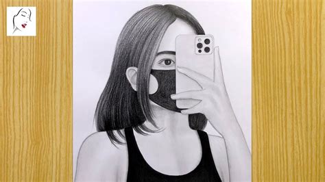 How To Draw A Selfiee Girl A Girl Taking A Selfie Drawing Mask