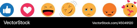 Facebook emoticon buttons collection of emoji Vector Image