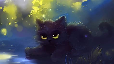 Cute Black Cat Painting Wallpaper [1920×1080] : wallpaper