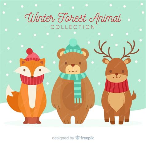 Free Vector | Cute winter animals background