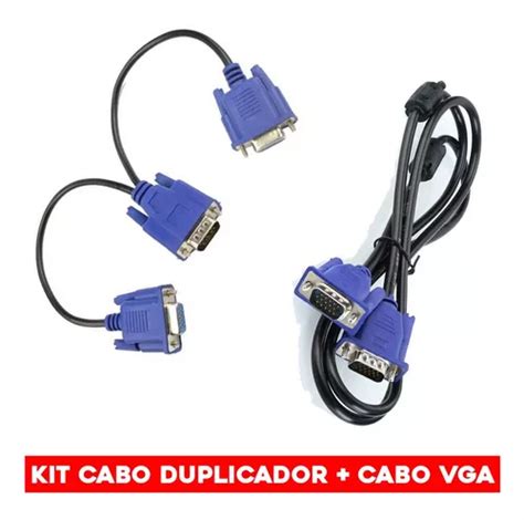 Kit Cabo Y Vga Duplica Imagem 1 Entrada 2 Saídas Macho Fêmea