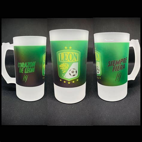 Club Leon Oz Frosted Glass Beer Mug Tarro Cervezero De Vidrio Panzas