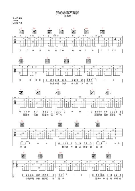 我的未来不是梦吉他谱张雨生c调超原版吉他弹唱六线谱简谱大全网