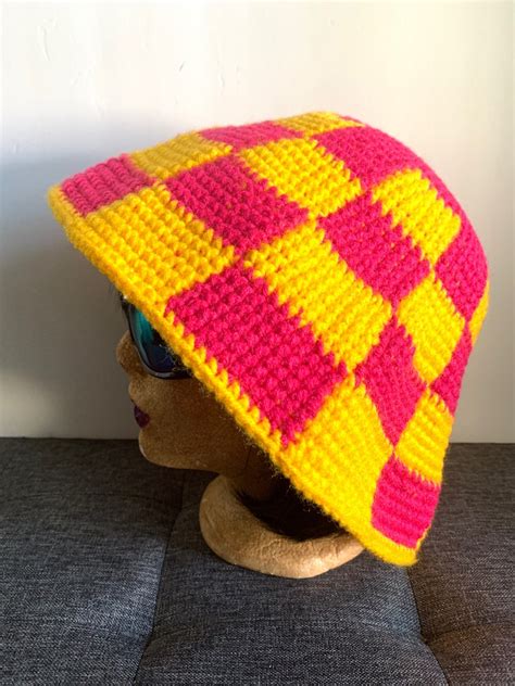 Crochet Bucket Hat Pattern Tutorial Checkered Easy Beginner Etsy