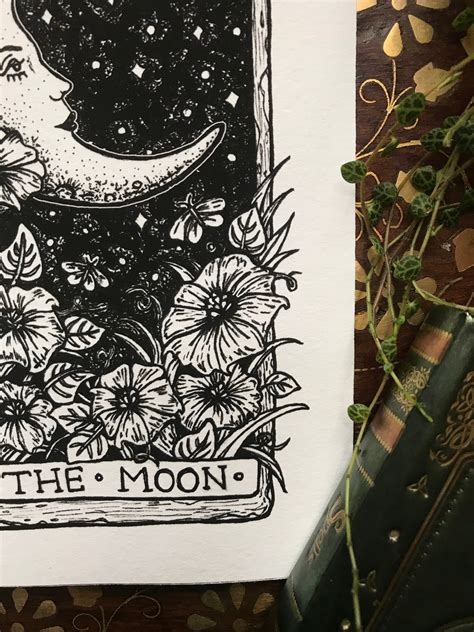 The Moon Tarot Card Art Print Etsy