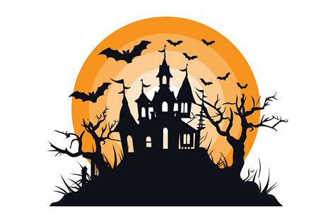 Halloween Hunted House Vector Shilhouett Graphic By Jesmindesigner