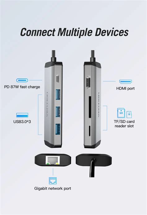 Cnb Vention Usb C Avec Port Hub Pour Macbook Pro Huawei Mate