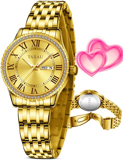 Taxau Luxury Gold Watches For Womens Diamond Womens Watches With Gold