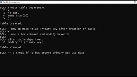 How To Create Primary Key Using Alter Command Sql Command Youtube