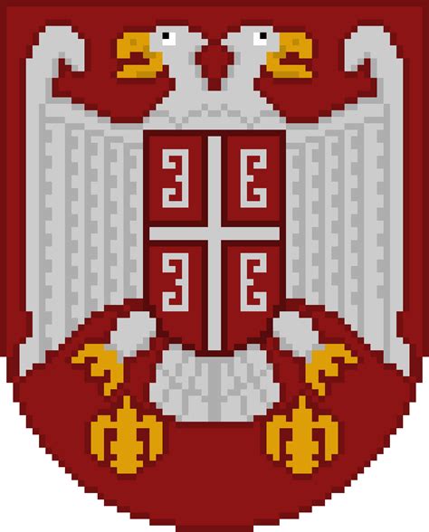 My Attempt At The Serbian Coat Of Arms In Pixel Art R Heraldry