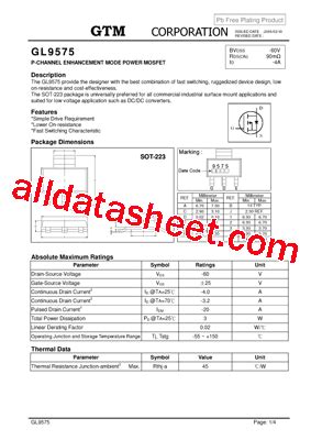 GL9575 Datasheet(PDF) - GTM CORPORATION