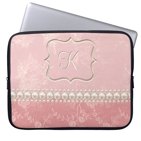 Girly Glam Pink Pearls & Lace Laptop Case | Zazzle | Pearl and lace ...