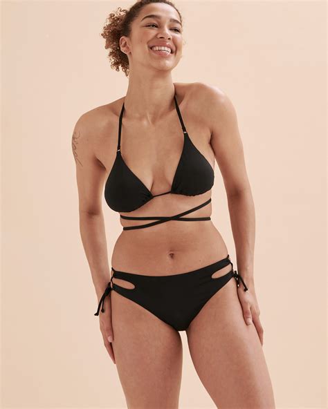 Tropik Solid Triangle Bikini Top Black Bikini Village