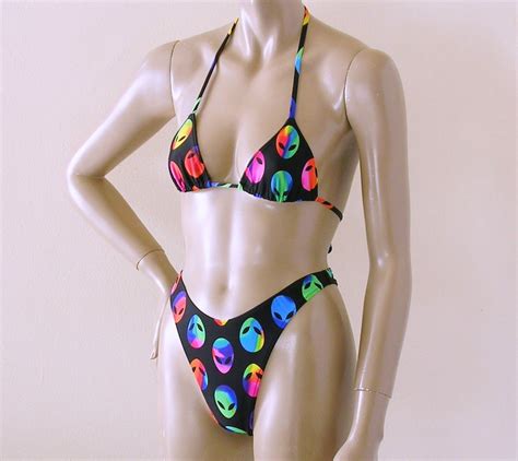 S S Thong Bikini Bottom With High Leg And Triangle Top In Etsy