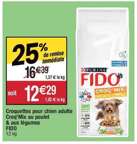 Promo Croquettes Pour Chien Adulte Croq Mix Au Poulet Aux L Gumes