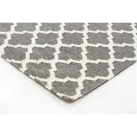 Network Bazaar Grey Trellis Wool Flat Weave Rug And Reviews Temple