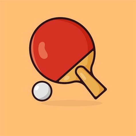 Raqueta De Ping Pong Roja Y Pelota Icono Vectorial De Dibujos Animados