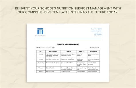 School Menu Planning Template in Word, PDF, Google Docs, PSD - Download ...