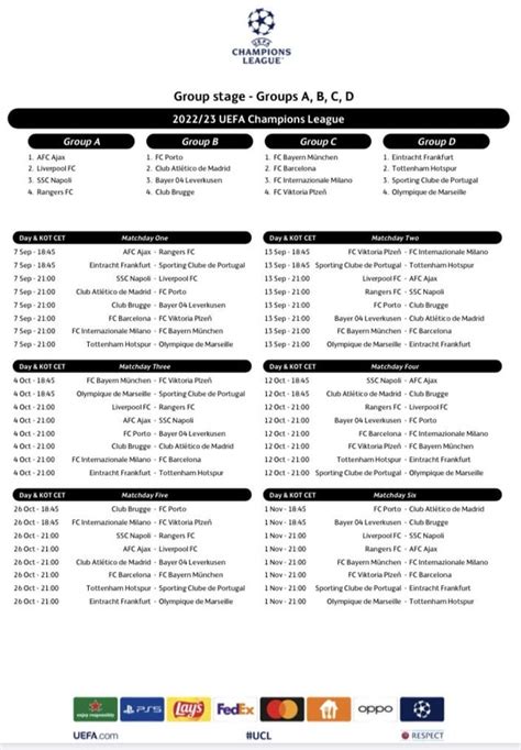 Champions League Fixture Dates Rscottishfootball