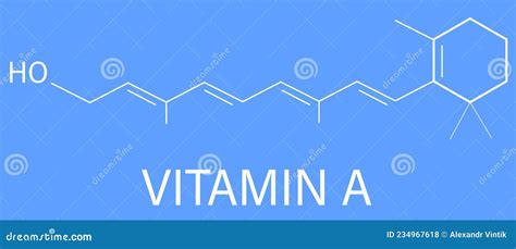 Vitamin A Or Retinol Molecule Skeletal Formula Vector Illustration